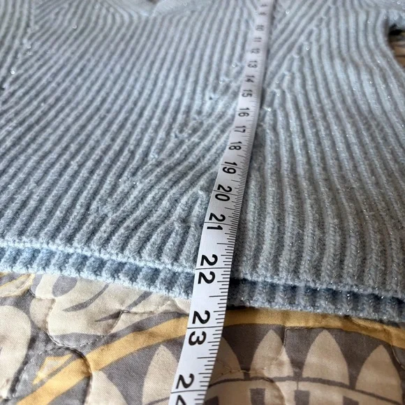 10 Crosby Derek Lam Sky Blue Cashmere Wool Blend V-Neck Sweater, oversized XS - Picture 9 of 10